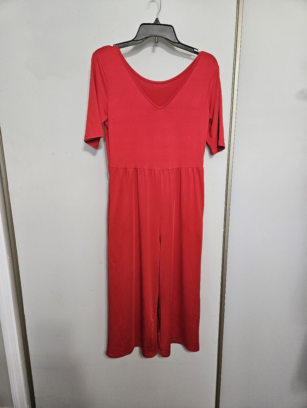 Red V-Neck Midi jumper